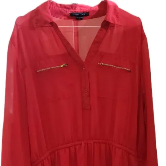 🌸New Look Woman's Lightweight Orange Dress with Zip Pockets - Picture 3 of 5